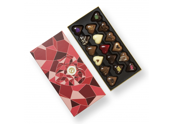 Boite chocolat luxe en coeur brillant
