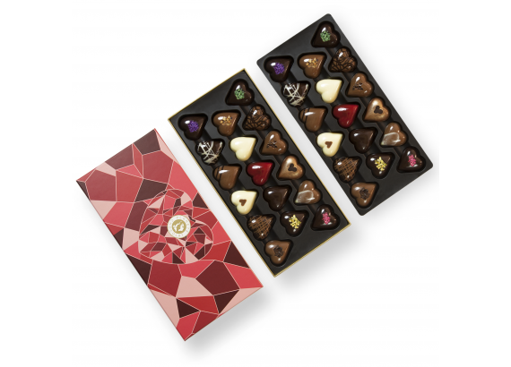 Luxe doos met chocolade harten