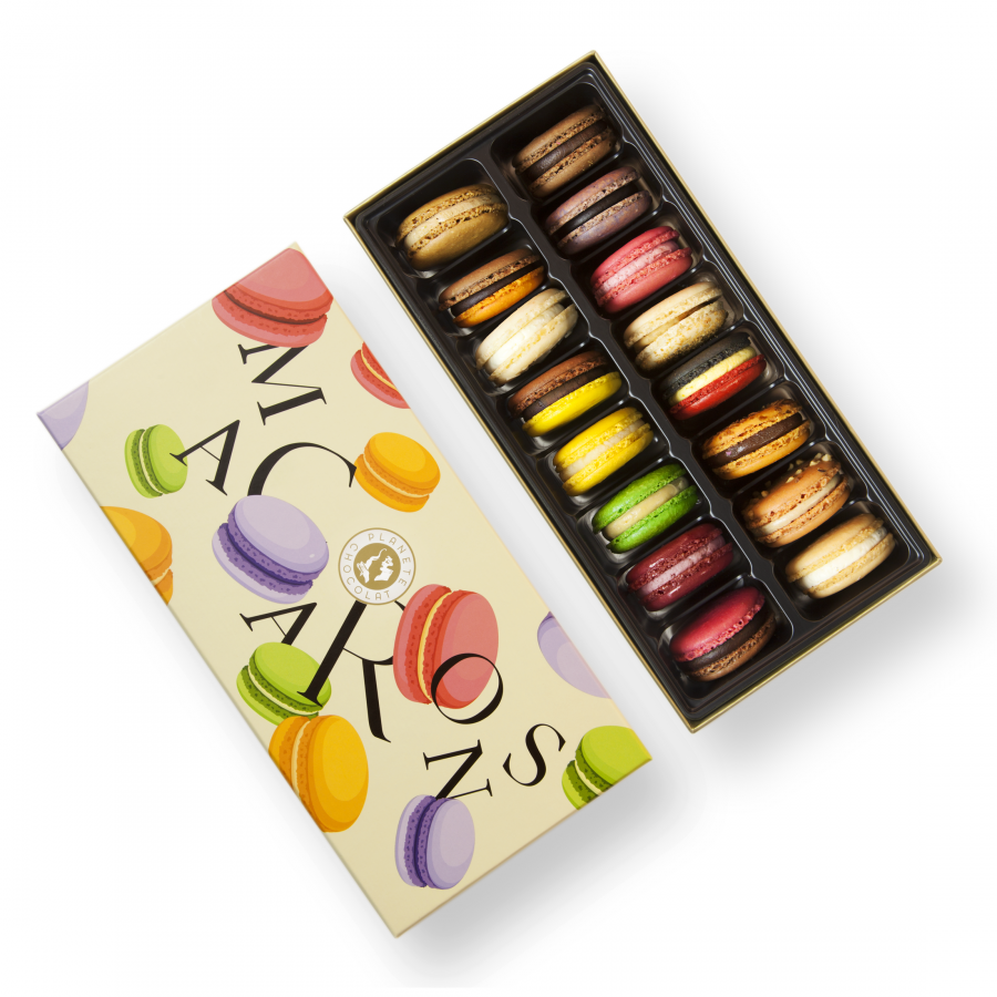 Coffret Joyeux Anniversaire de 16 macarons - Planet Macarons