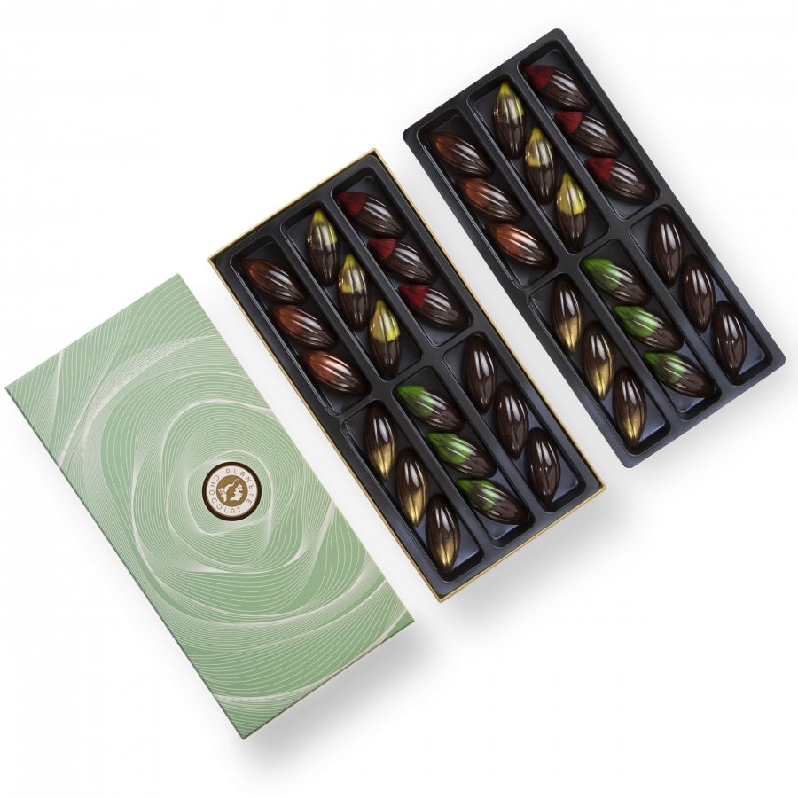 Coffret chocolat végan, sans lait, sans gluten.