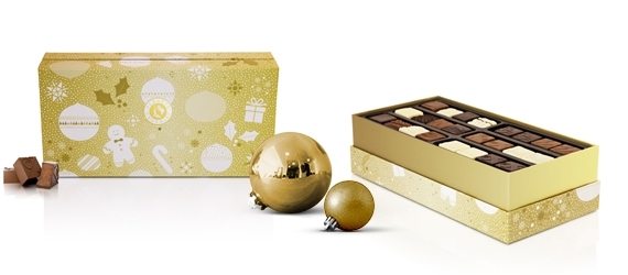 Chocolats de Noël - Boîte de chocolat dorée à partager 500g - Assortiment  de chocolats belges boite Métal 