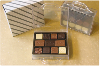 box of pralines, customised with company logo