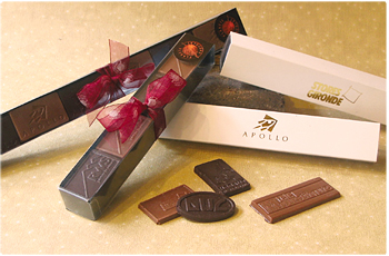 Regleta de chocolate personalizado con el logo de la empresa.
