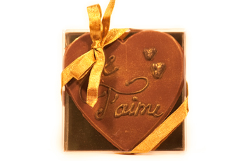 Corazón personalizable de chocolate negro dorado